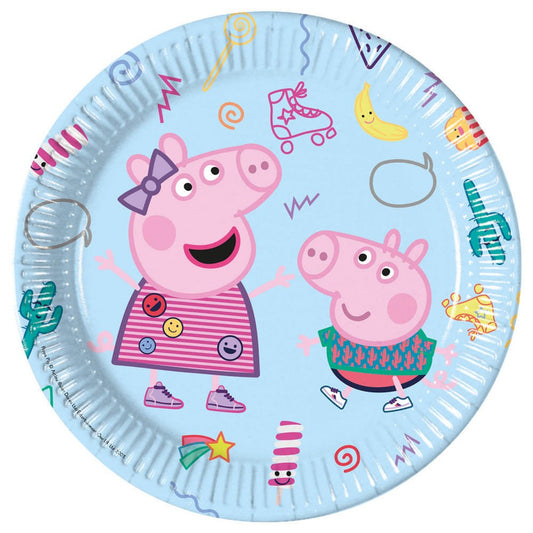 Platos Peppa Pig Azul 23cm 8uds