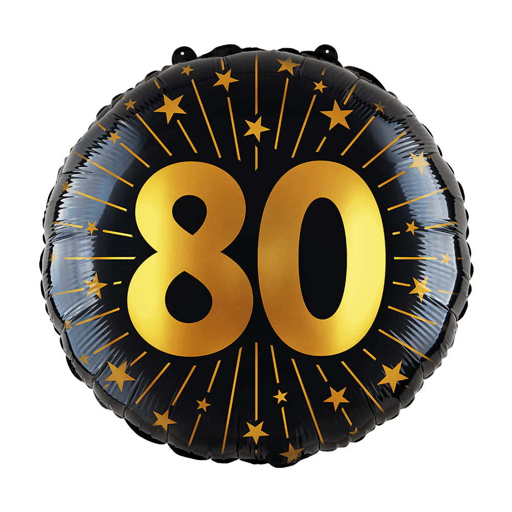 Globo Foil Número Negro y Dorado 46 cm – 15, 18, 50, 60, 65, 70, 75, 80, 85, 90, 95, 100 Años