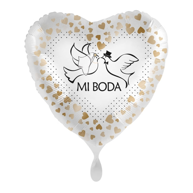 Globo Foil Palomas Mi Boda 43 cm