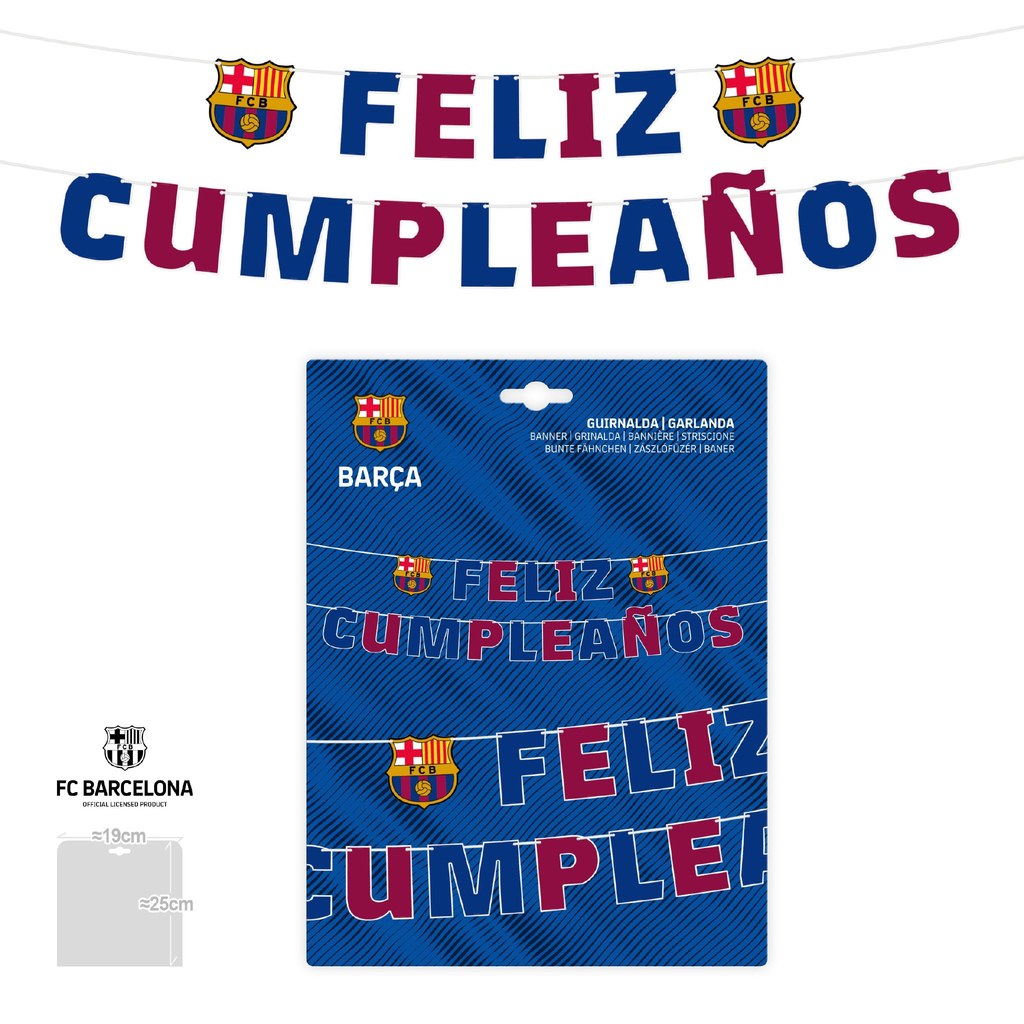 Guirnalda Feliz Cumpleaños Blaugrana con Escudos FCB
