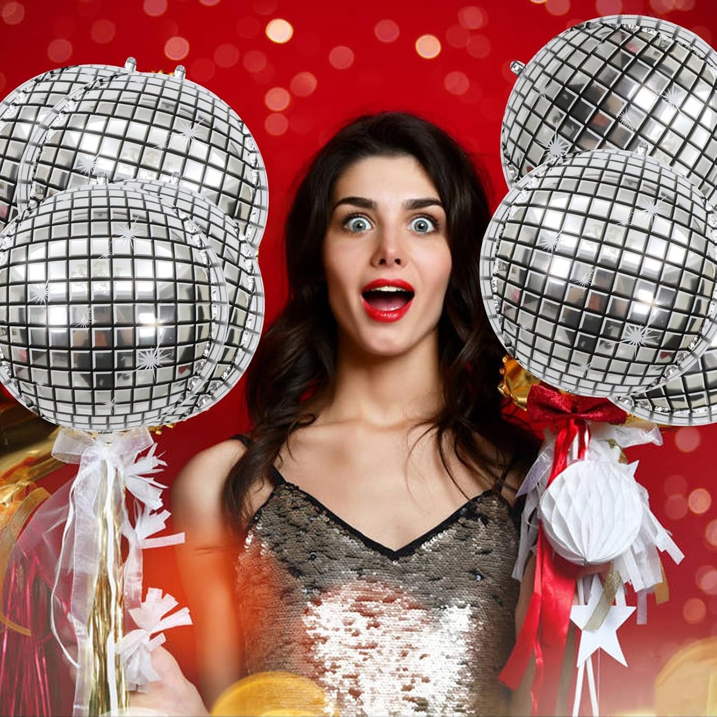 Globo Foil Bola de Discoteca 4D Plateado Talla a Elegir