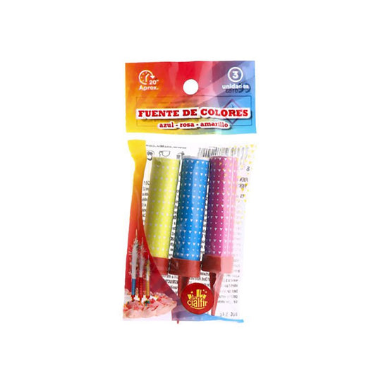 Pack 3 Bengalas de Colores 6cm
