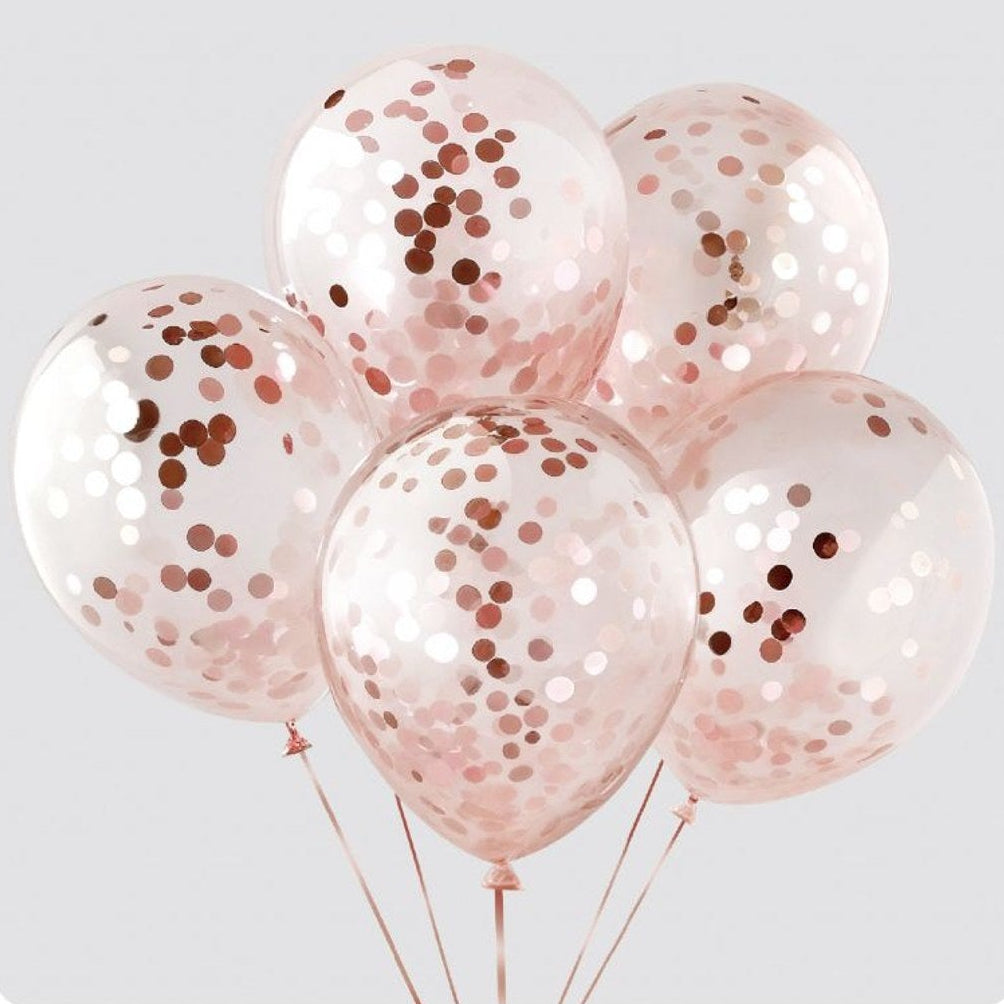 Globo de Látex con Confeti Transparente 30 cm (12") 5 uds