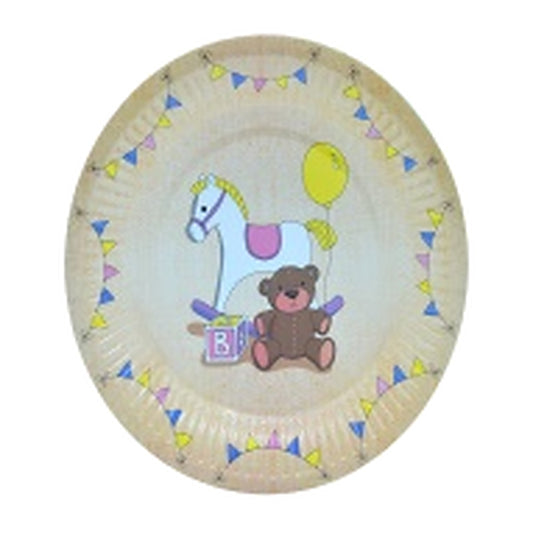 Platos de Cartón Ositos y Caballito Beige 18 cm 12 uds