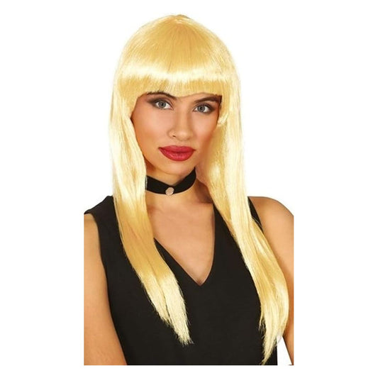 Peluca Rubia Lisa con Flequillo