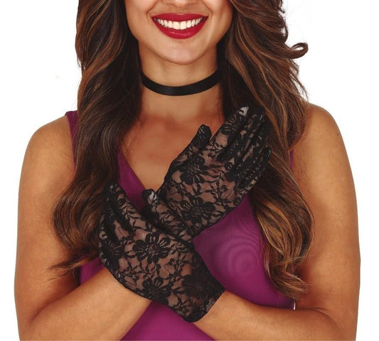 Guantes Calados Negros 22 cm – Disfraz Halloween y Carnaval