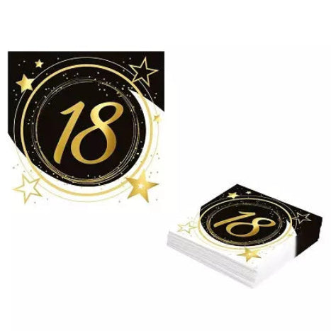 Servilletas Cumpleaños 18/20/30/40/50/60 Años 16x16cm 20uds