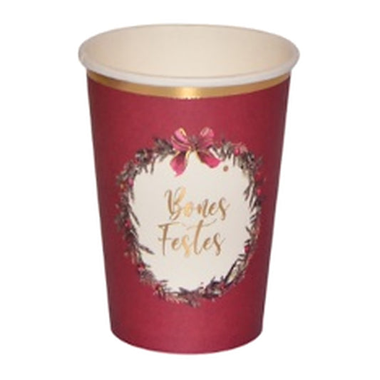 Vasos de Cartón Bones Festes Rojo 6 uds