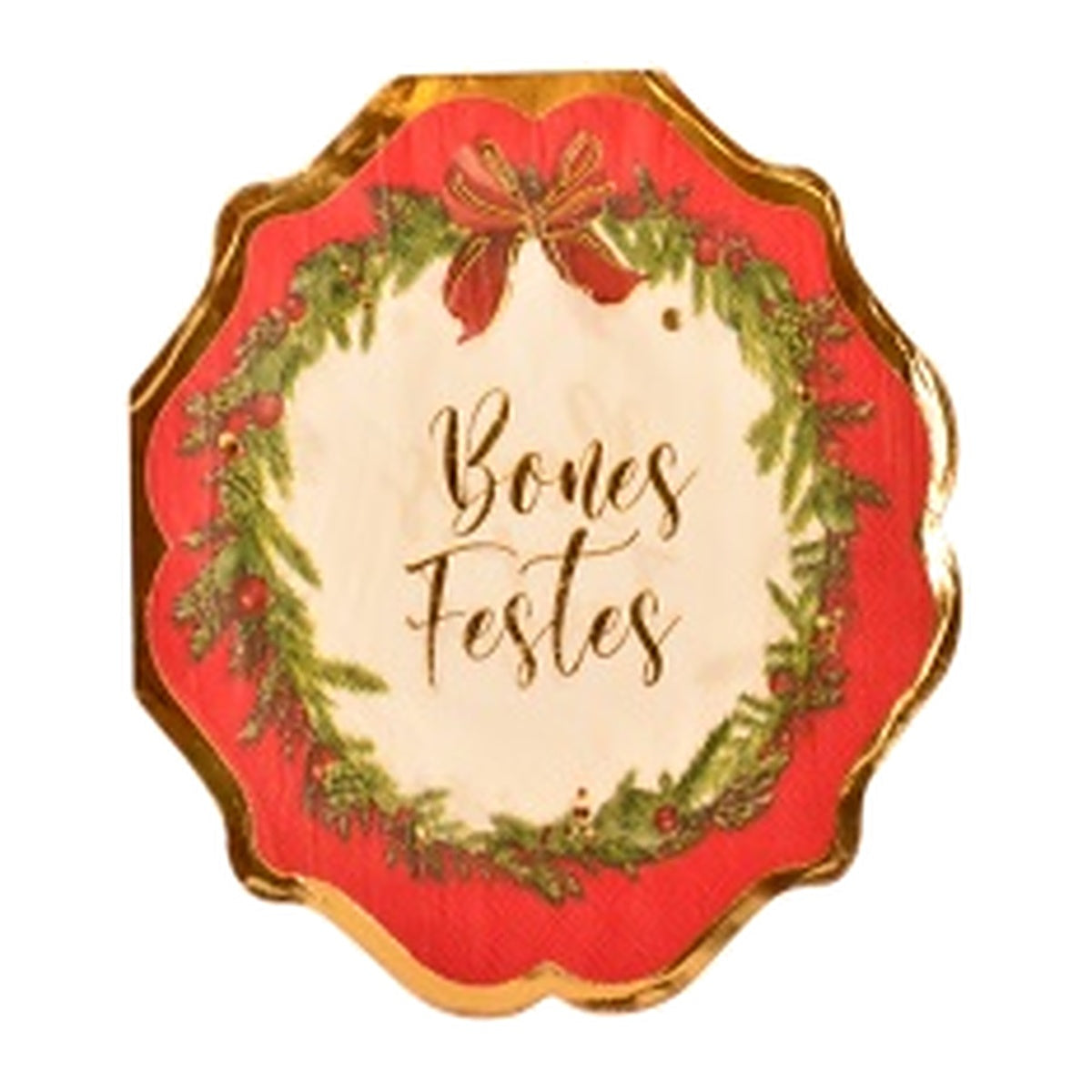 Servilletas de Papel Bones Festes Rojo y Dorado 33 x 33 cm 10 uds