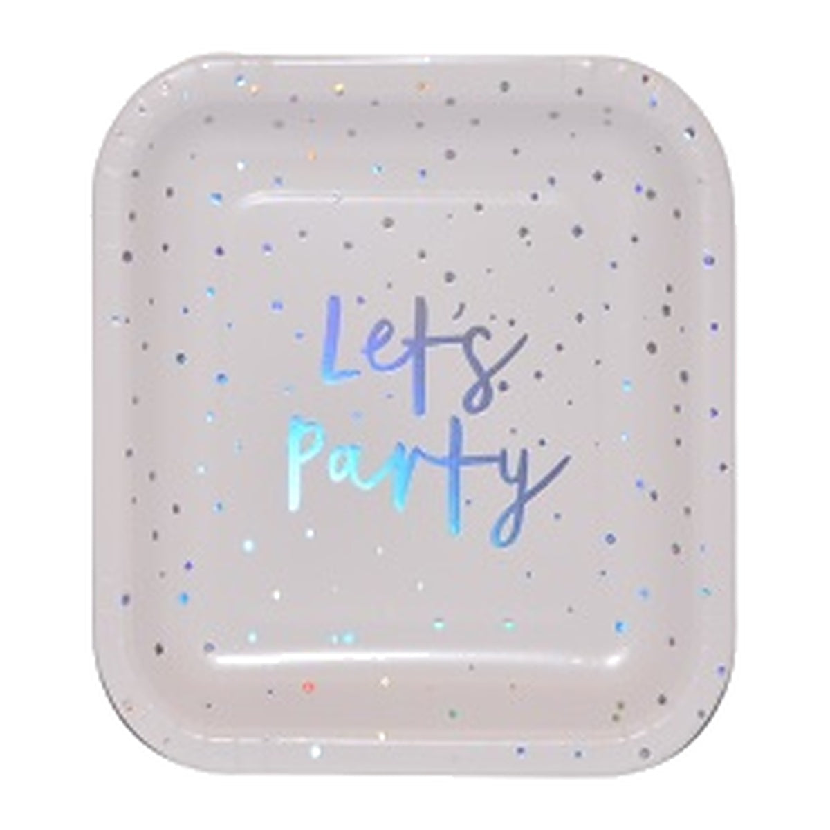 Platos de Cartón Cuadrados Let's Party Láser Holográfico