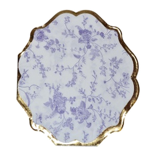 Servilletas de Papel Flores Azules Borde Dorado 33 x 33 cm 10 uds