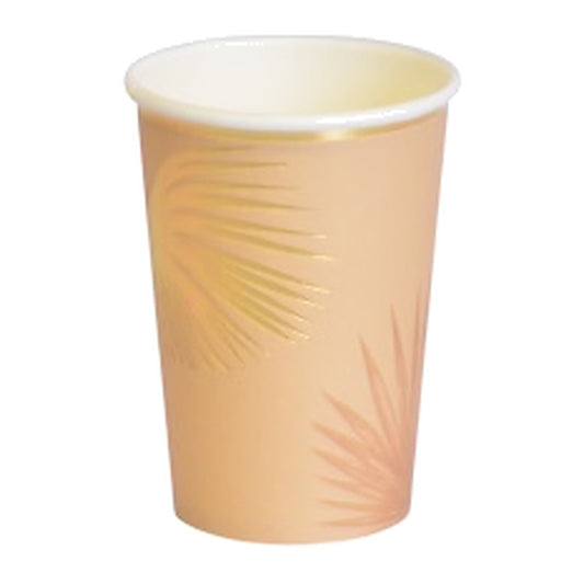 Vasos de Cartón Hojas Rosa y Dorado 6 uds