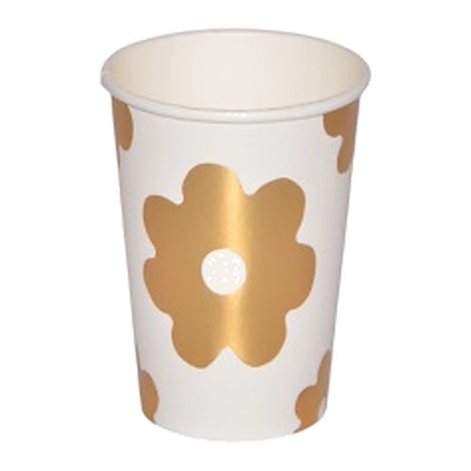 Vasos de Cartón Flores Doradas 6 uds