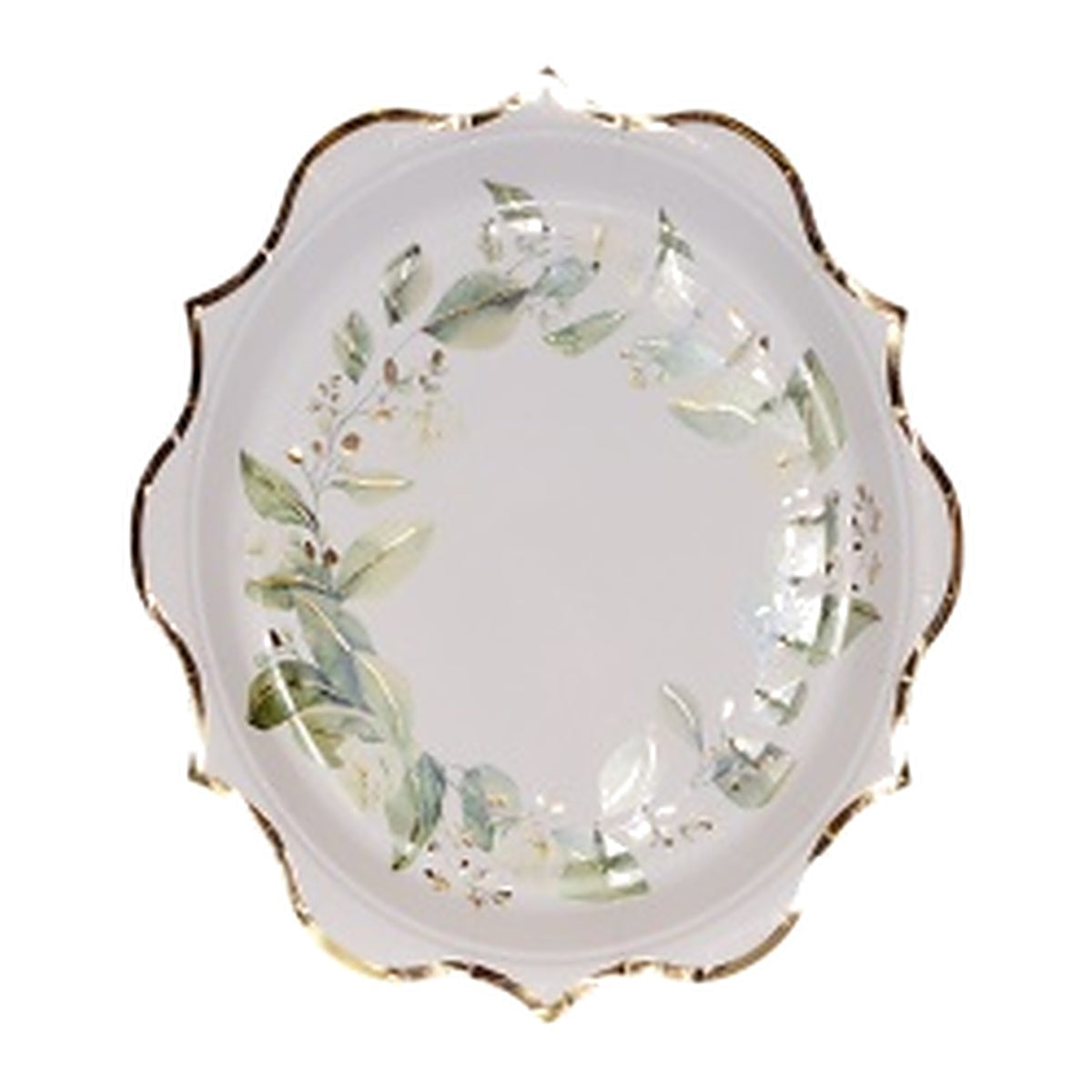 Platos de Cartón Corona de Hojas Verdes Borde Dorado 23 cm 6 uds