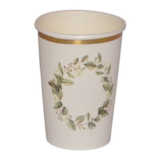 Vasos de Cartón Corona de Hojas Verdes 6 uds