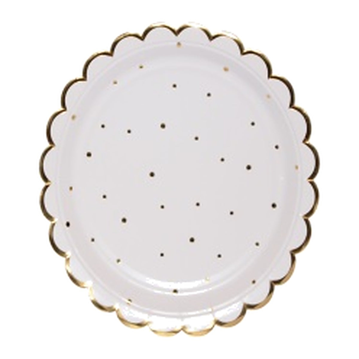 Platos de Cartón Lunares Dorados Borde Dorado 23 cm 6 uds