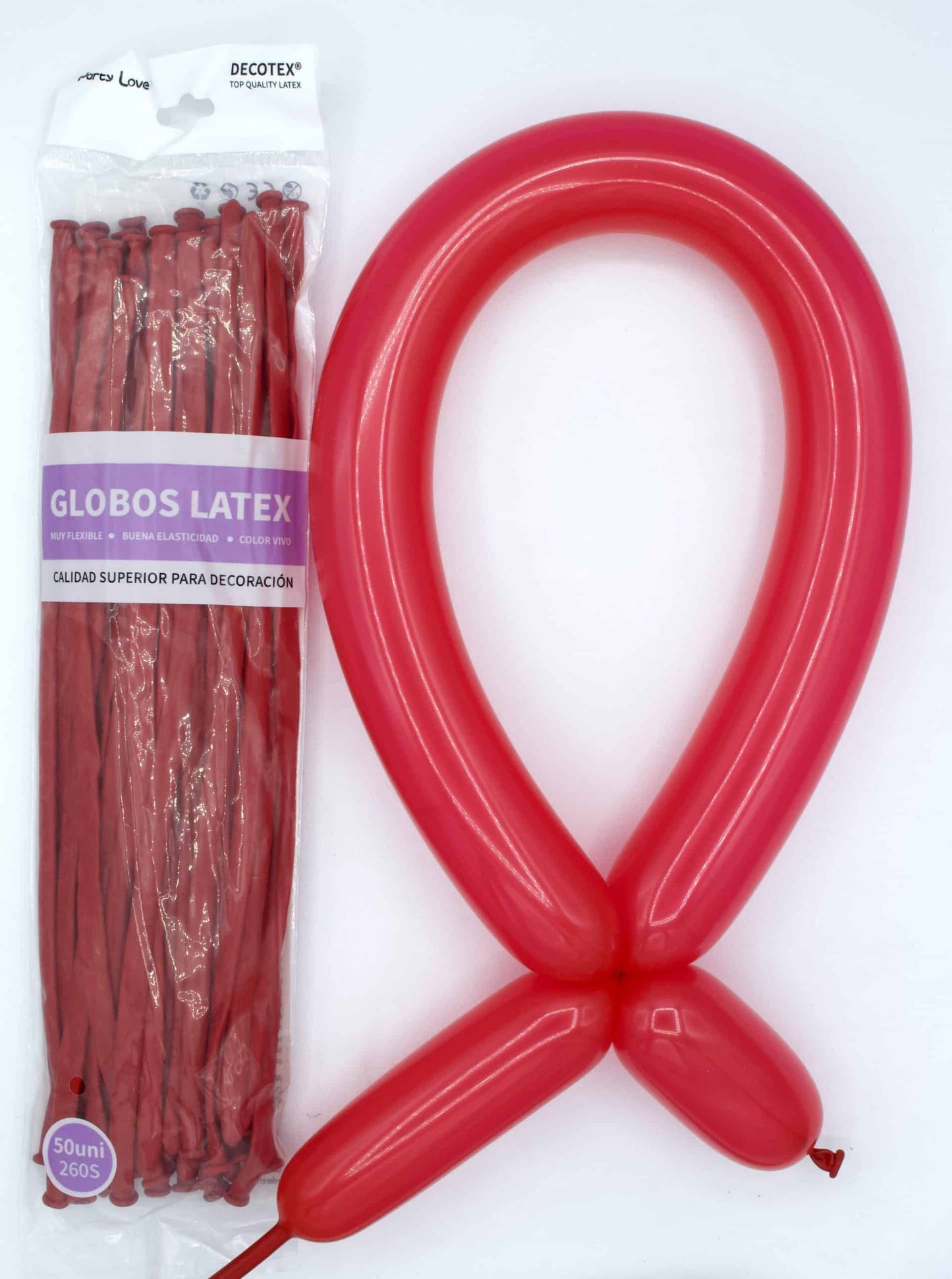 Globos Látex Largos 260s Colores Sólidos Pack 50 uds