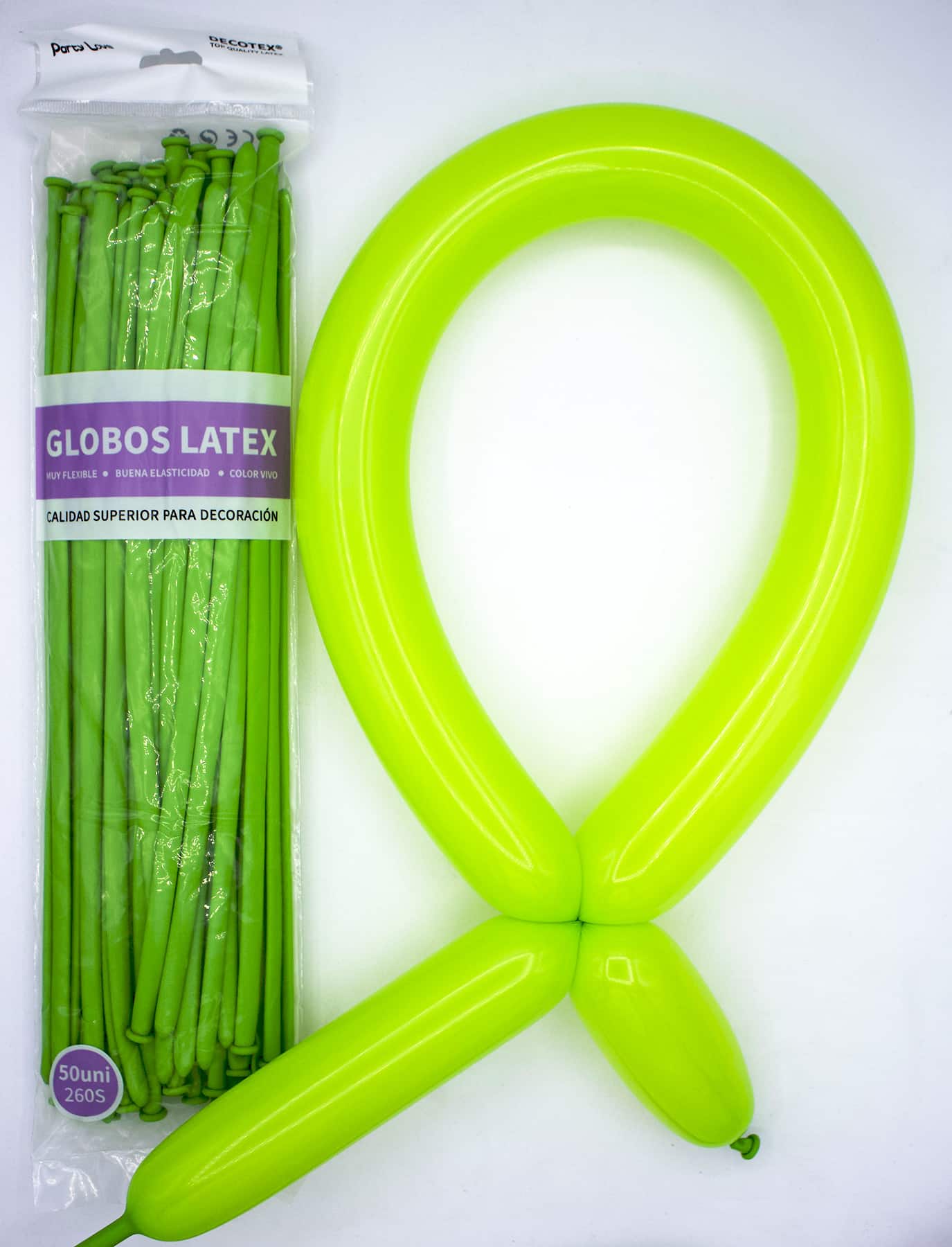 Globos Látex Largos 260s Colores Sólidos Pack 50 uds