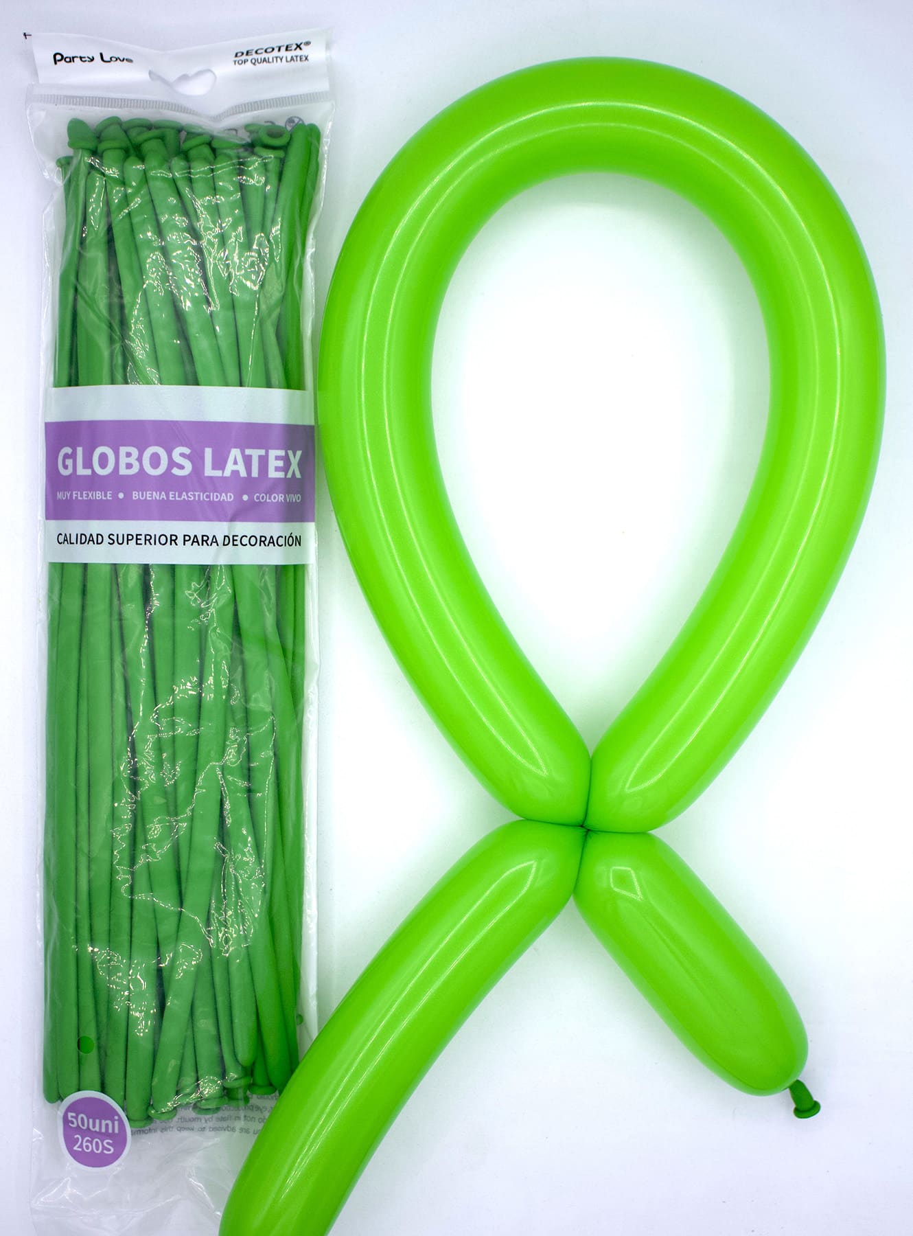 Globos Látex Largos 260s Colores Sólidos Pack 50 uds