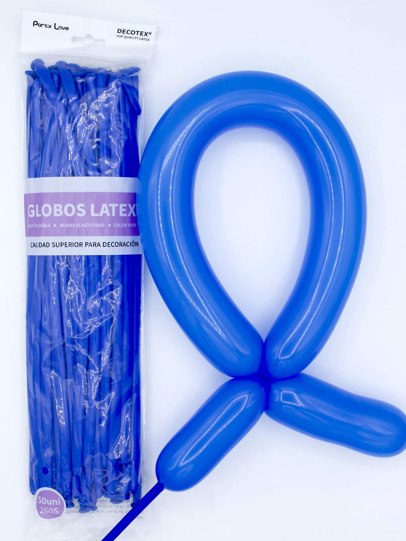 Globos Látex Largos 260s Colores Sólidos Pack 50 uds