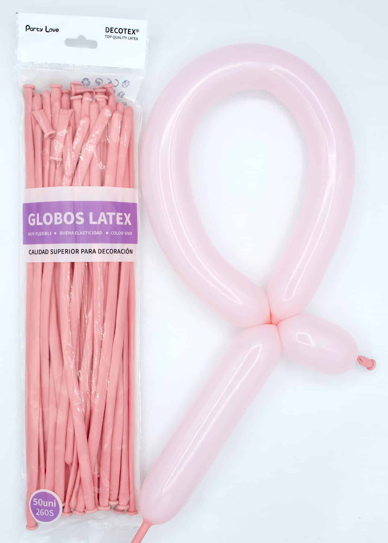 Globos Látex Largos 260s Colores Sólidos Pack 50 uds