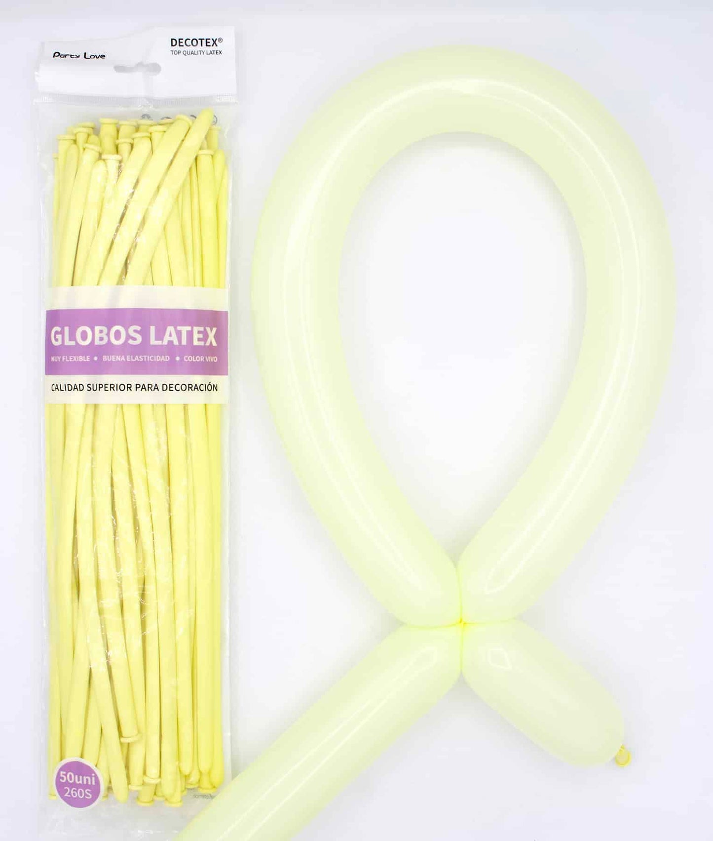 Globos Látex Largos 260s Colores Sólidos Pack 50 uds
