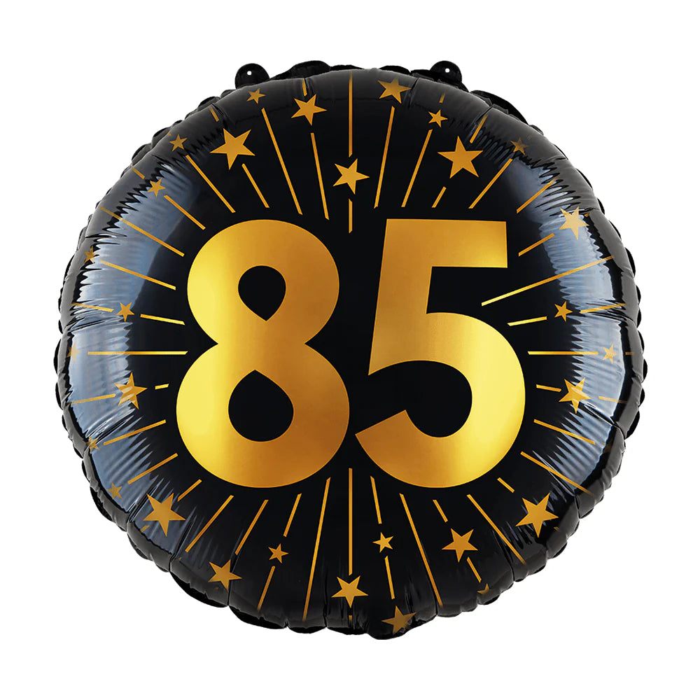 Globo Foil Número Negro y Dorado 46 cm – 15, 18, 50, 60, 65, 70, 75, 80, 85, 90, 95, 100 Años