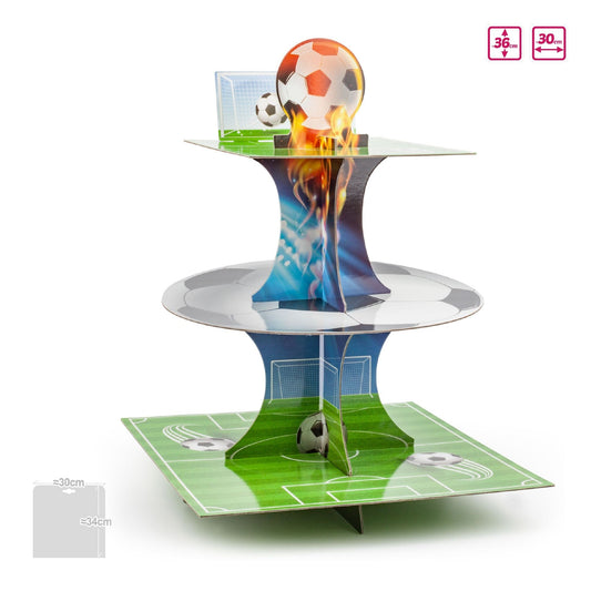 Expositor Dulces Fútbol Balón Fuego 3 Pisos 36 x 30 cm