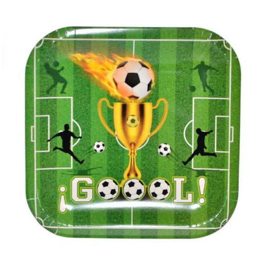 Platos Cartón Temática Football Cuadrado 23 cm 6 uds