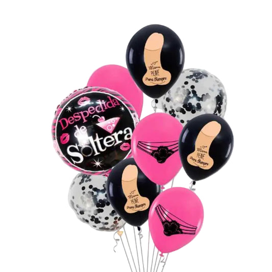 Set 9 Globos Despedida Soltera Mismo Pene Para Siempre - Foil y Látex
