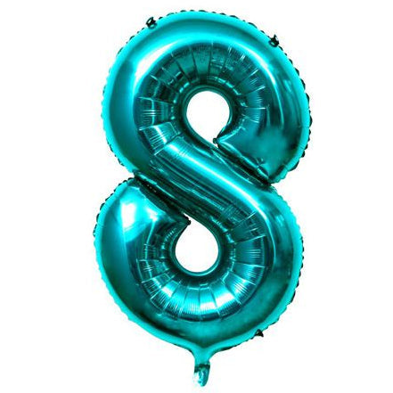 Globo Foil Número Gigante Aluminio 100cm (40") Turquesa