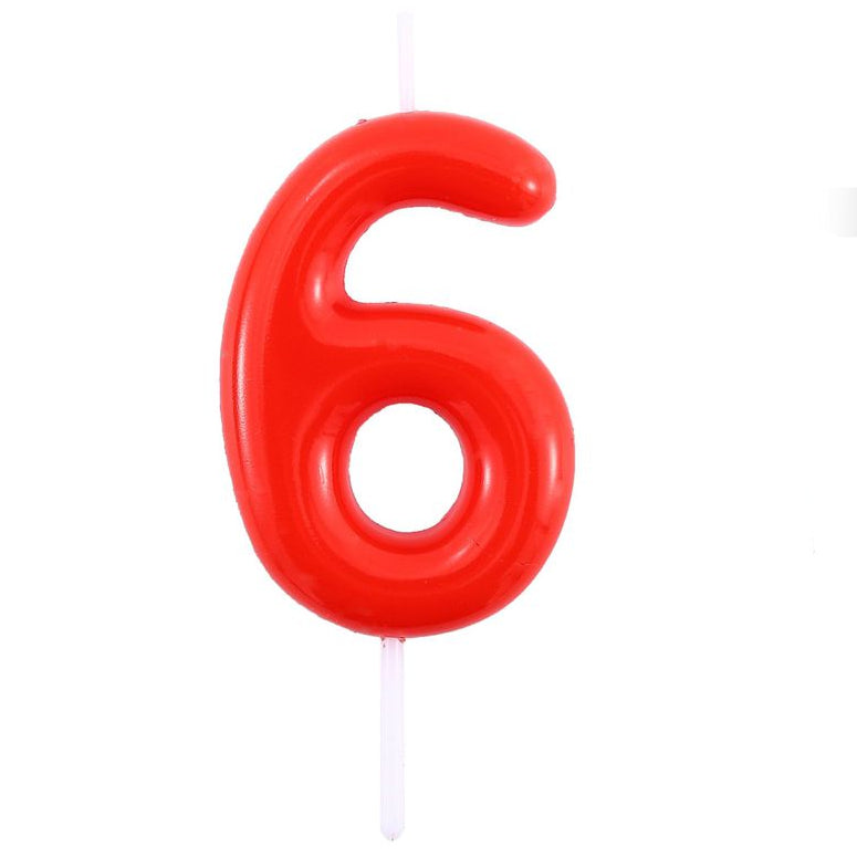 Vela Número0-9 Rojo 6cm