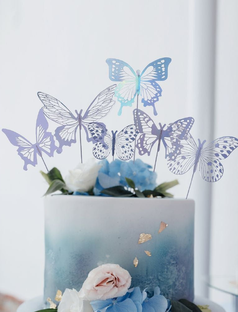 Toppers Mariposas Iridiscentes para Tarta 6 uds