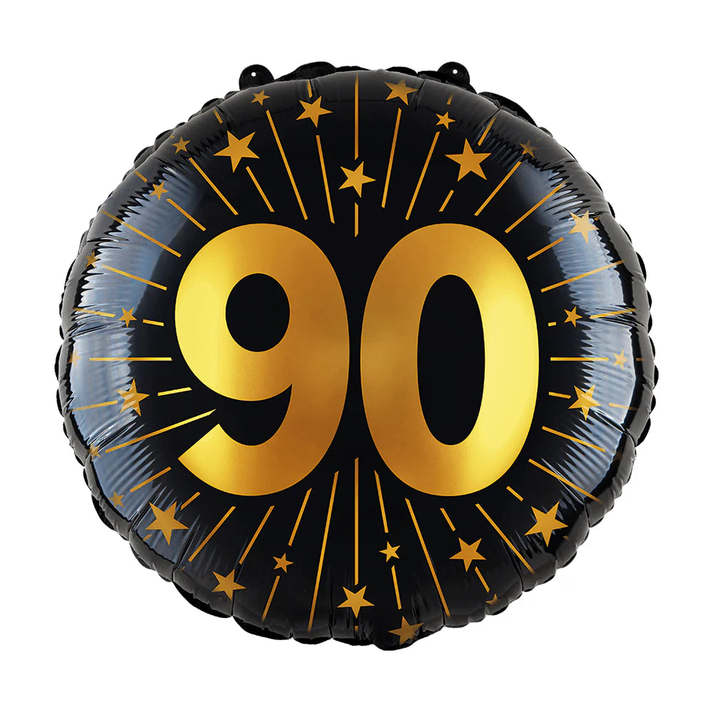 Globo Foil Número Negro y Dorado 46 cm – 15, 18, 50, 60, 65, 70, 75, 80, 85, 90, 95, 100 Años