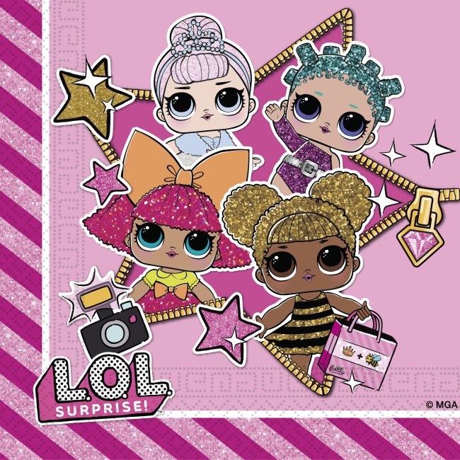 Servilletas L.O.L SURPRISE! GLITTERATI 33x33cm 20uds