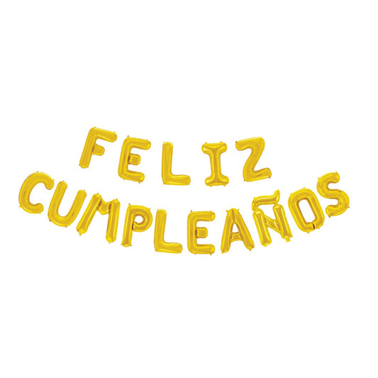 Globo Foil Letra 'Feliz Cumpleaños' Dorado 40 cm (16")