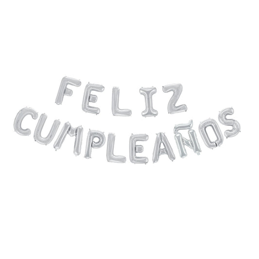 Globo Foil Letra 'Feliz Cumpleaños' Plateado 40 cm (16")
