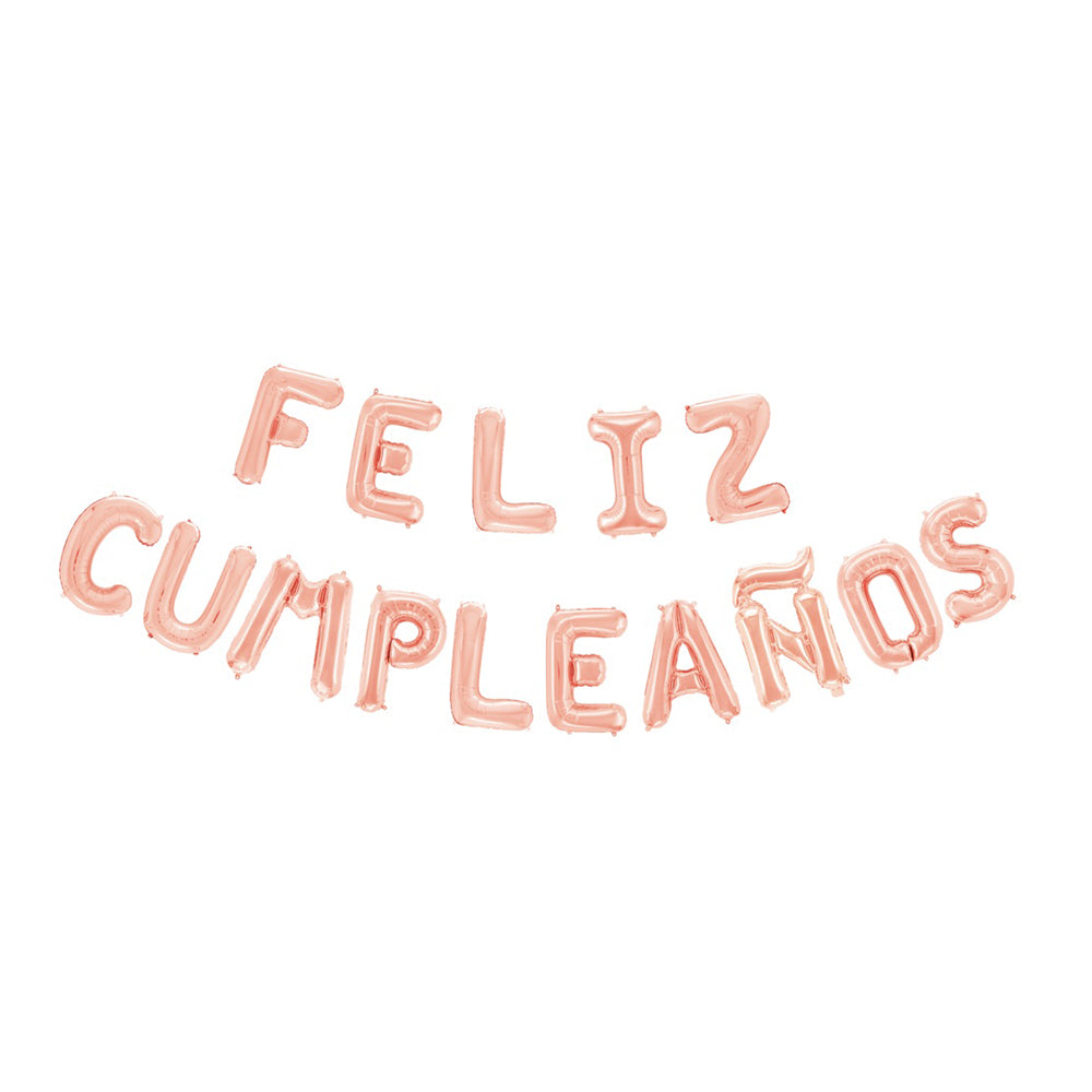 Globo Foil Letra 'Feliz Cumpleaños' Oro Rosa 40 cm (16")