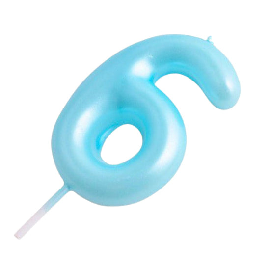 Vela Número Cumpleaños Metálica Azul 6cm
