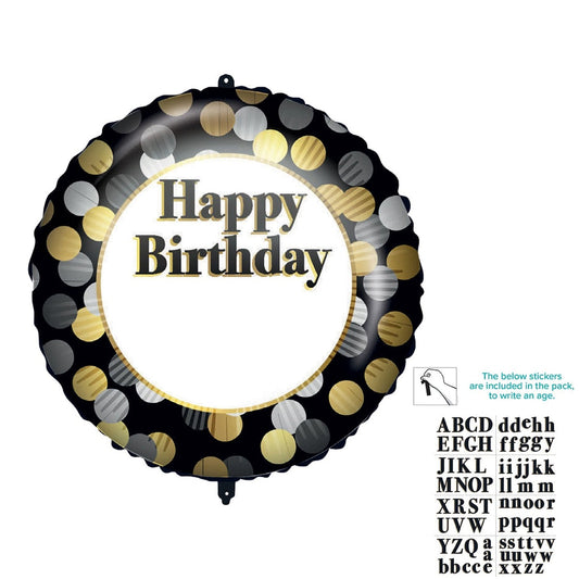 Globo Foil Happy Birthday Personalizable 46 cm – Negro