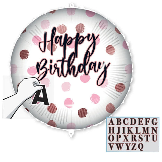 Globo Foil Happy Day Personalizable 46 cm – Rosa con Puntos