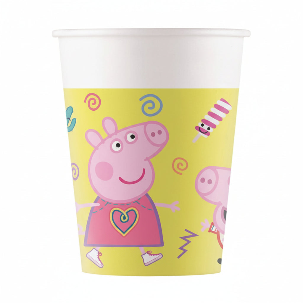 Vasos de Papel Peppa Pig 200ml Pack 8 uds