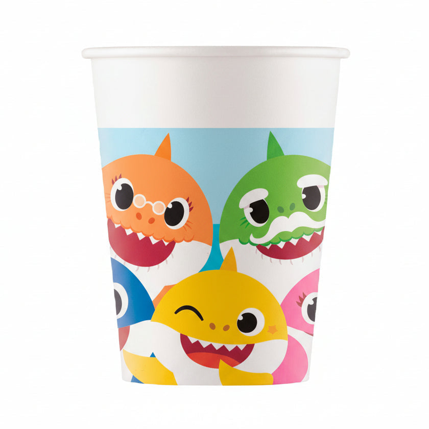 Vasos de Papel Baby Shark 200ml Pack 8 uds