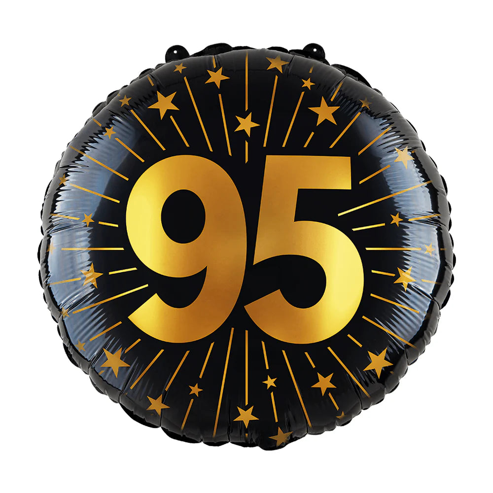 Globo Foil Número Negro y Dorado 46 cm – 15, 18, 50, 60, 65, 70, 75, 80, 85, 90, 95, 100 Años
