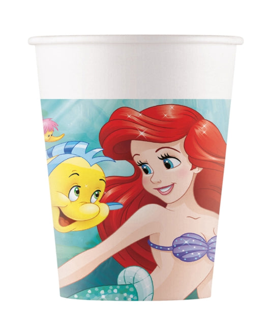 Vasos de Papel La Sirenita Ariel 200ml Pack 8 uds