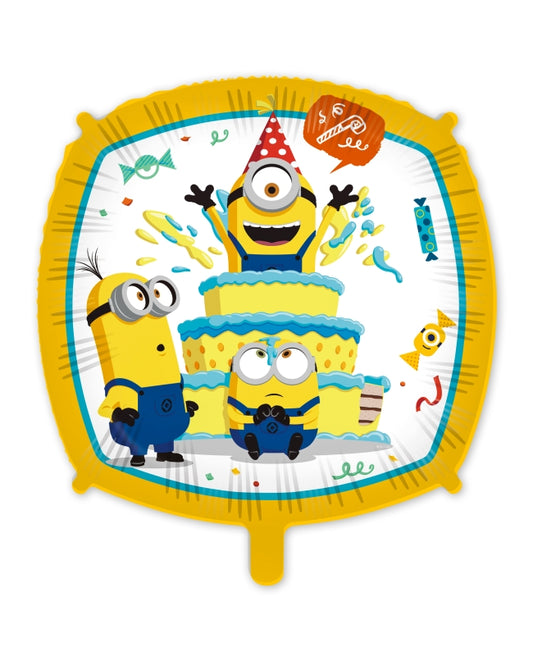Globo Foil Minions Cuadrado con Cinta y Peso 46cm