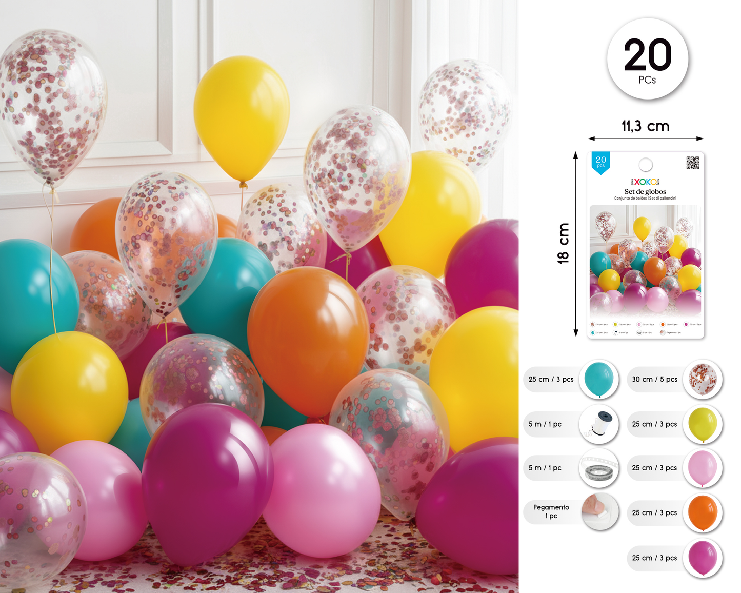 SET Globos Multicolor 20 uds