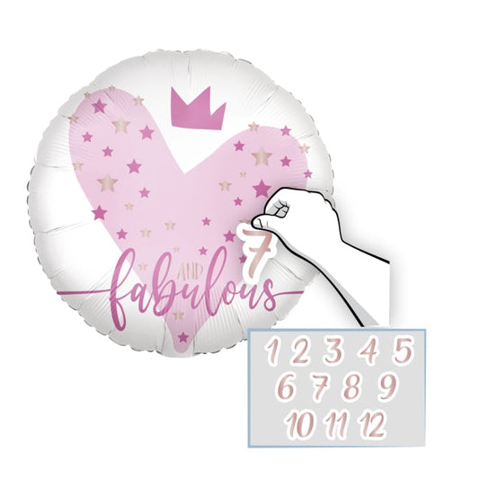 Globo Foil Princess Personalizable Corazón y Corona Rosa 46 cm