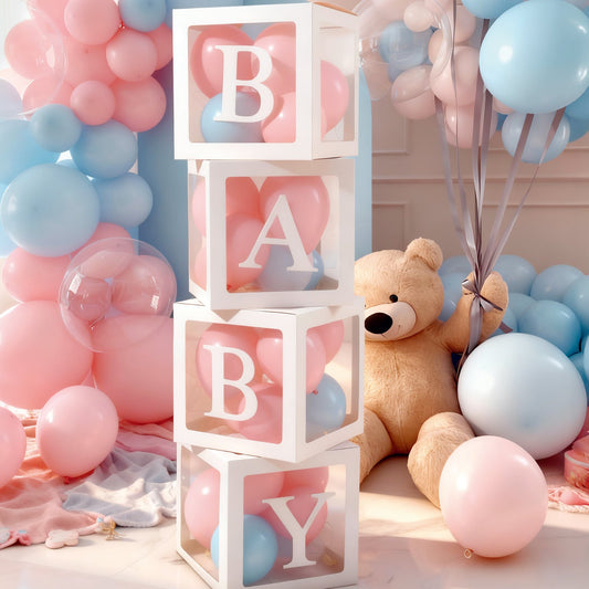 Cajas Decorativas BABY 30x30 cm Set 4 uds con 20 Globos