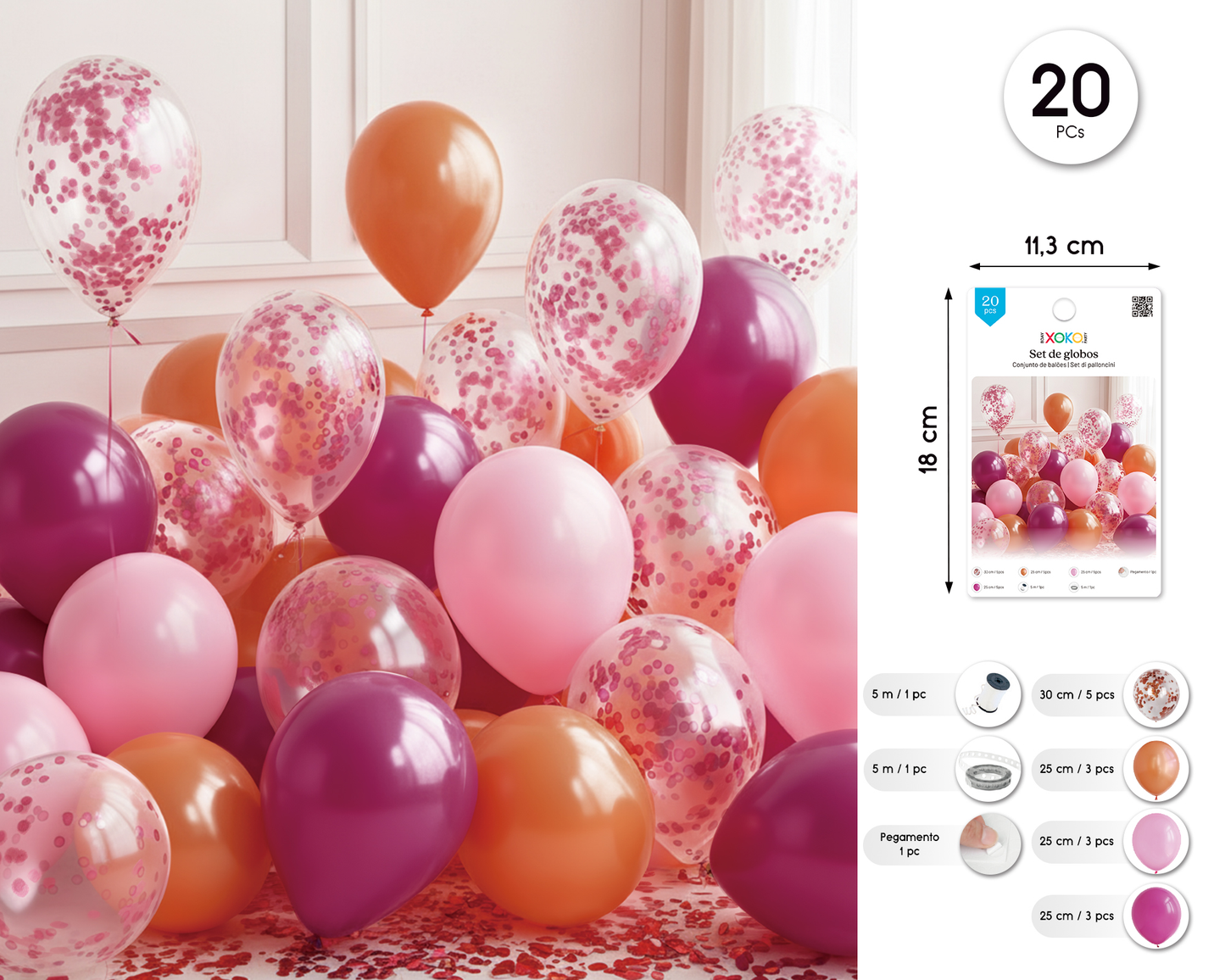 SET Globos Multicolor 20 uds